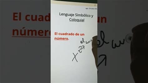 Lenguaje simbólico El cuadrado de un número YouTube