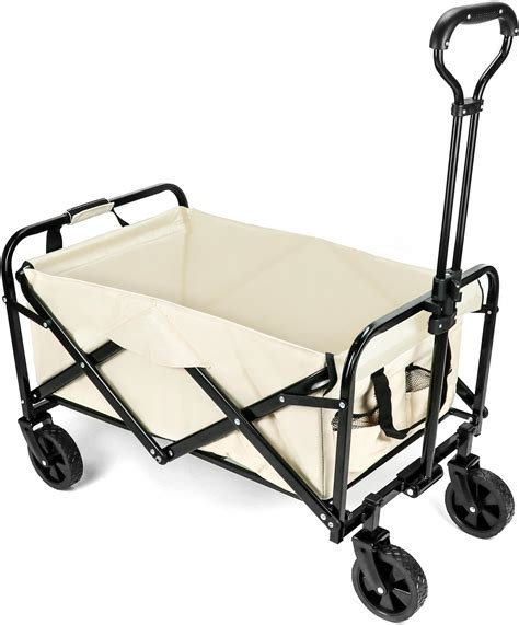 Qwork® Chariot Pliable Avec Poches Latérales Et Poignée Réglable