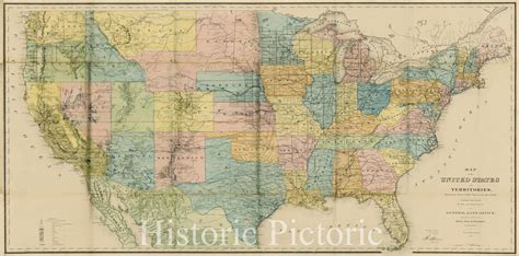 Historic Map Map Of The United States And Territories Showing The E Historic Pictoric