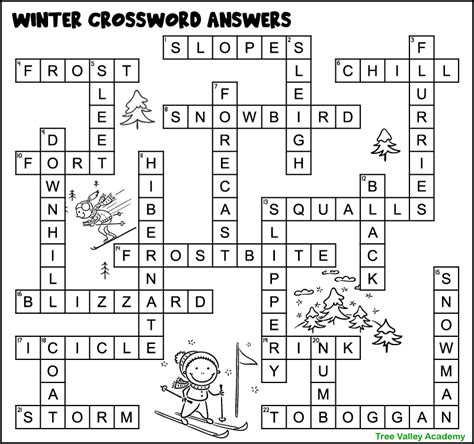 Printable Winter Crossword Puzzles for Kids - Tree Valley Academy