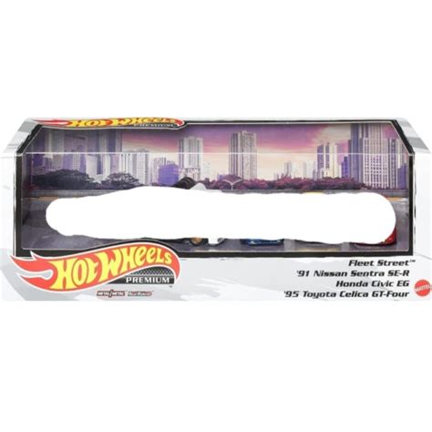 Hot Wheels Box Garage Set Fleet Street Nissan Sentra Se R Honda Civic Eg Toyota Celica Gt