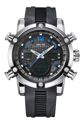 Reloj Weide Anadigi Wh Para Hombre Con Bisel Plateado Y Azul Color