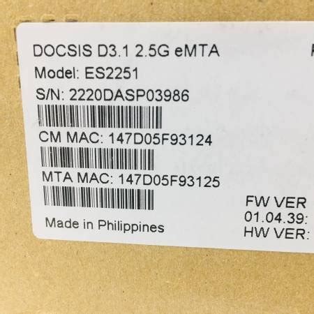 Spectrum Et2251 Docsis 31 Emta 25g Internet Modem