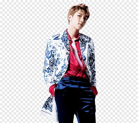 BTS Man Wearing Blue And White Floral Suit Jacket Png PNGEgg