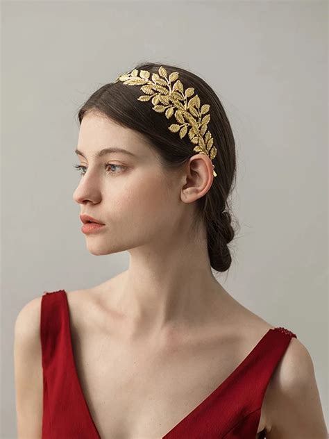 Greek Goddess Hair Vine Tiara Bridal Olive Crown Headband Gold Leaf