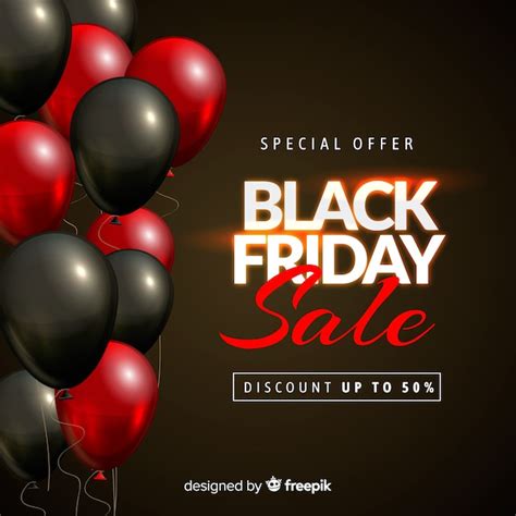 Premium Vector Black Friday Balloon Sale Background In Black And Red