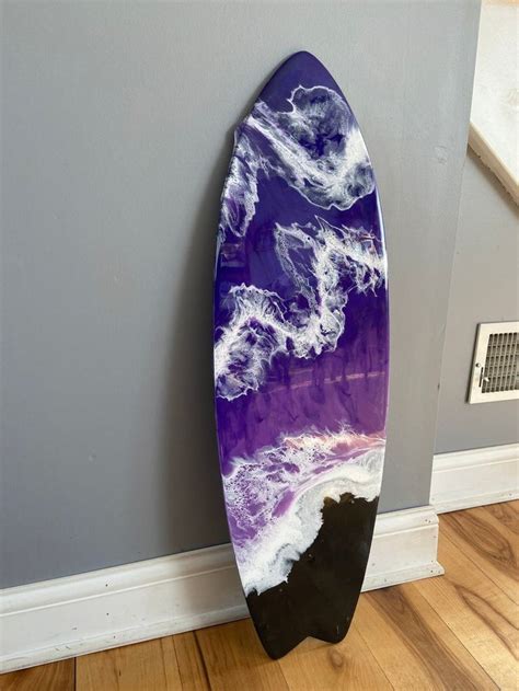 Xl Foot Surfboard Purple Sunset Beach Ocean Waves Inspired Epoxy