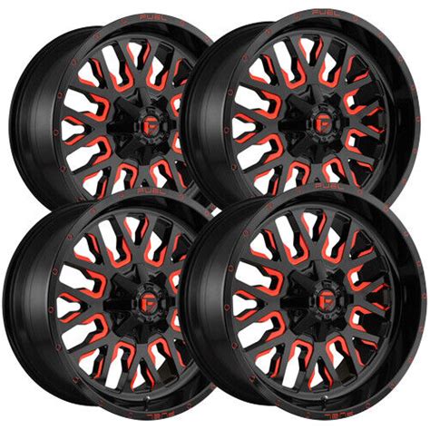 Set 4 Fuel D612 Stroke 20x9 5x5 5 5x150 20mm Black Red Wheels Rims