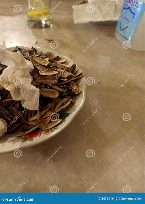 Trash Sunflower Seeds on a Plate Editorial Image - Image of snack ...