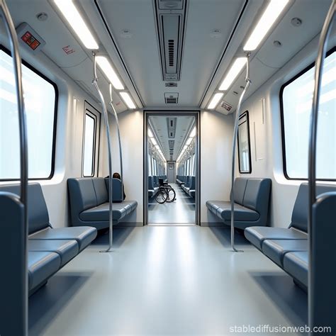 generate a modern train interior with a dedicated wheelchair access area ensure the space is ...