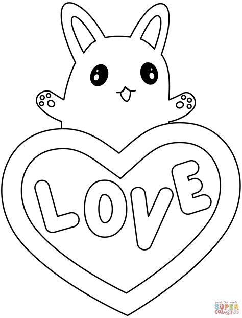 Coloriage Lapin Kawaii Avec Coeur Coloriages Imprimer Gratuits