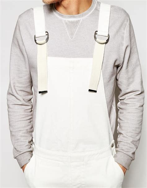 Lyst Asos Denim Dungarees In Ecru In White For Men