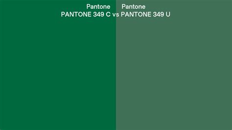 Pantone 349 C vs PANTONE 349 U side by side comparison