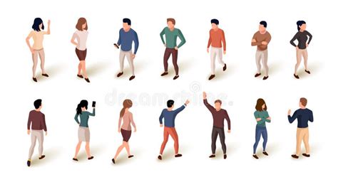 Collection Of Isometric People Isolated Over White Background Standing