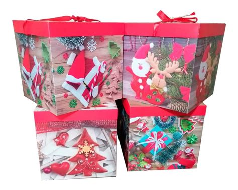 12 Cajas De Regalo Diseño De Navidad 28x28 Cm Mercado Libre