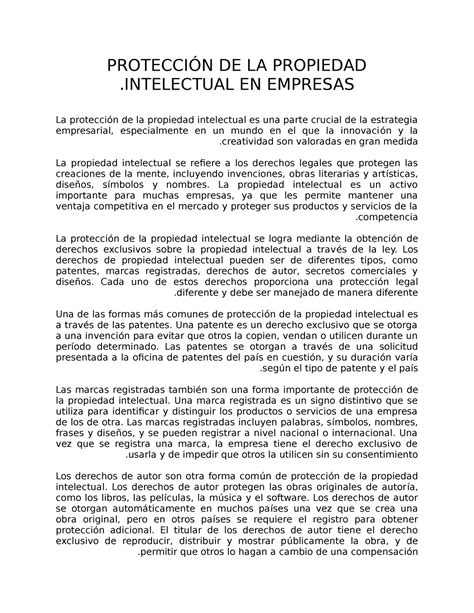 Protecci N De La Propiedad Intelectual En Empresas Protecci N De La