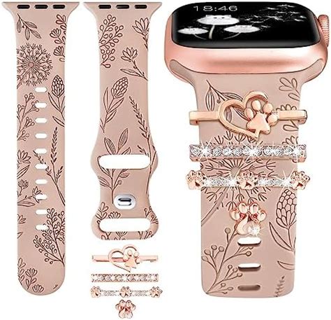 Toyouths Pack Floral Engraved Bands Compatible With Apple Watch Strap