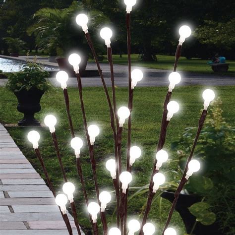 2 x 60cm Garden LED Twig Lights Solar Tree Lights Decor Lighting ...