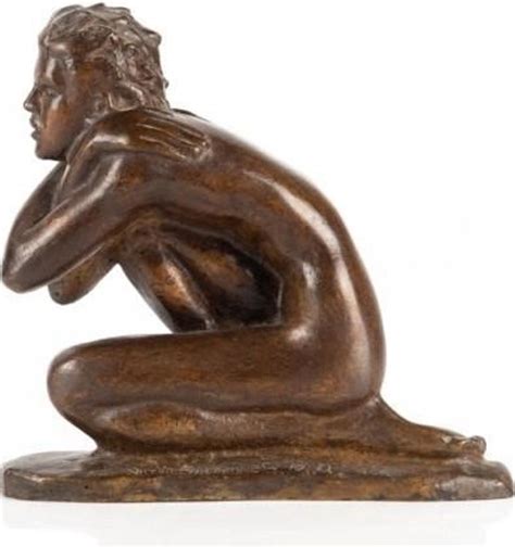 Second Half Th Century A Bronze Figural Nude Of A Male Kneeling With