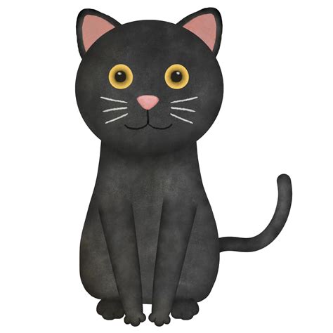 Black Cat Sitting Watercolor Illustration Png