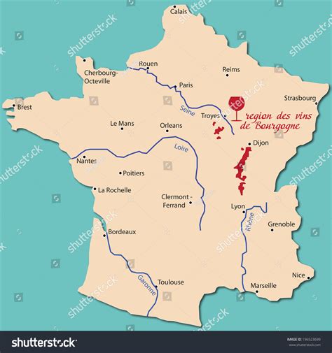 Map Wine Region Bourgogne Stock Vector 196523699 - Shutterstock