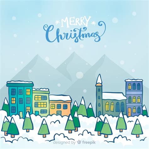 Free Vector Hand Drawn Christmas Town