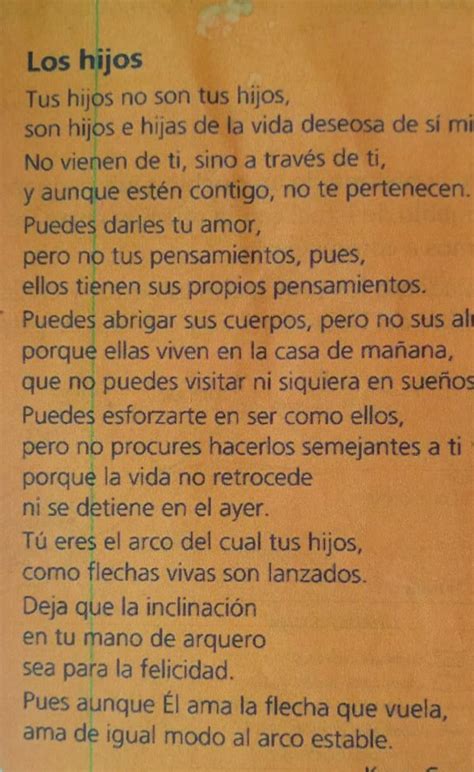 Profesor Salida juicio poesia tus hijos no son tus hijos Fábula aparato Él