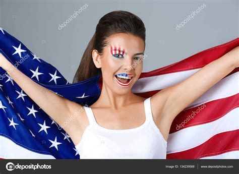 Girl With Usa Makeup — Stock Photo © Belchonock 134239568