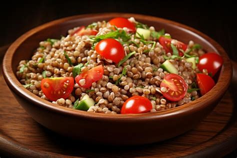 Premium Photo Buckwheat Salad With Cherry Tomatoes