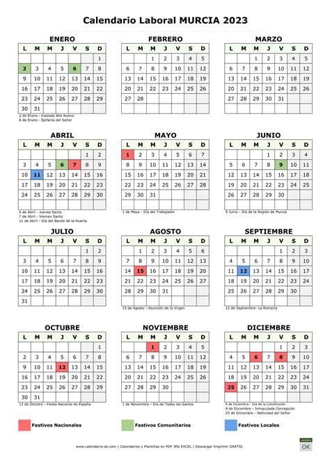 Calendario Laboral Murcia Con Festivos