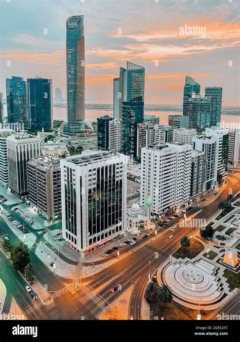 Incredible View Of Abu Dhabi City Skyline And Famous Towers Corniche