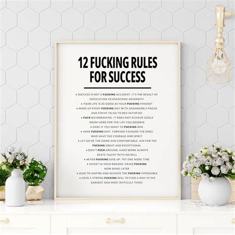 Fucking Rules For Success Motivational Printable Quotes Hustle