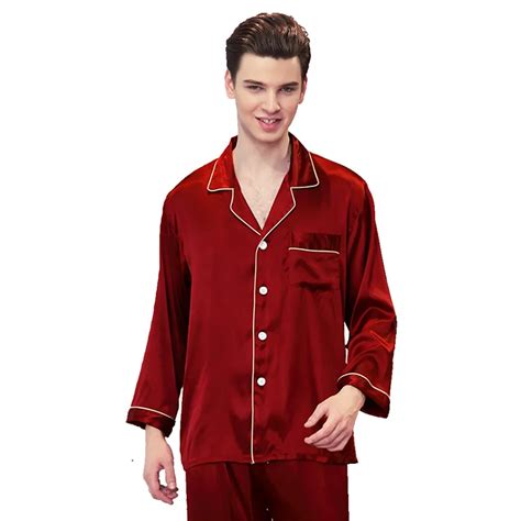 Man Satin Satin Silk Pajamas Mens Long Sleeved Pijama Hombre Verano Night Suit For Men Sleepwear