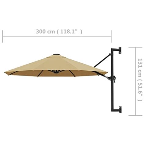 Vidaxl Wandparasol Met Metalen Paal Taupe Muur Wand Parasol