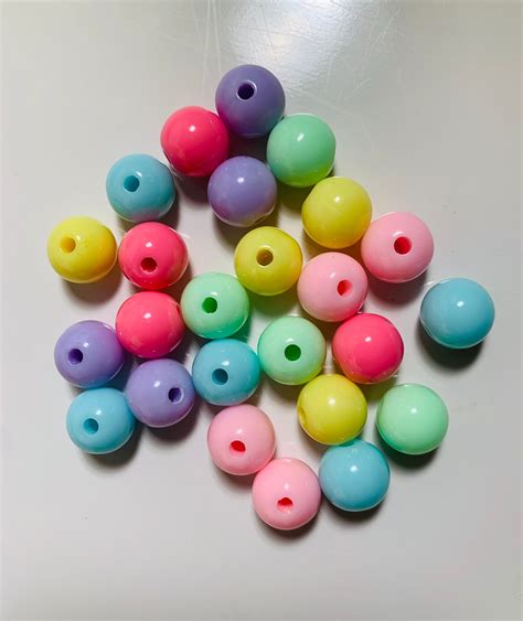 Set Of Mm Pastel Acrylic Beads Loose Round Spacer Etsy Canada