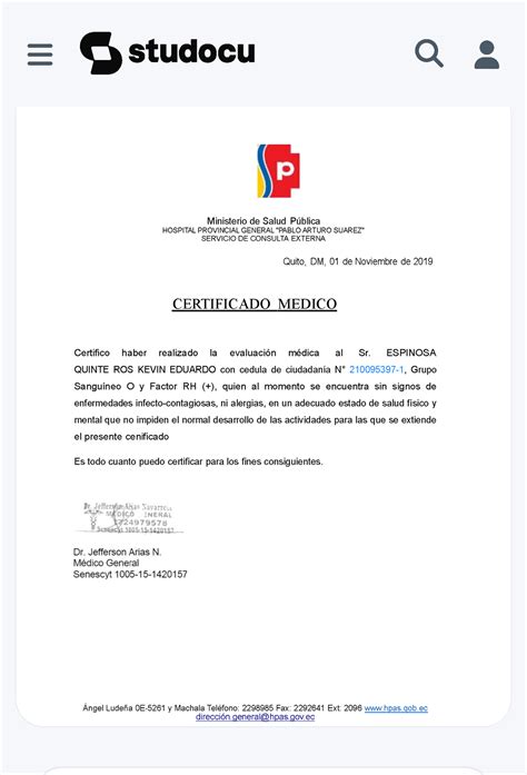 Certificado Medico Certificaciones Medica De Salud Del Pais Del