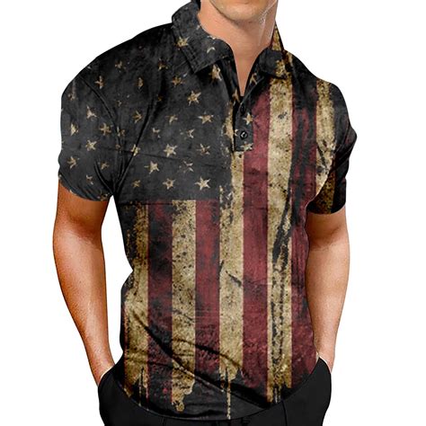 Dyfzdhu Independence Day Polo Shirts For Men Plus Size Men S Patriotic