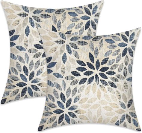 Dahlia Pillow Covers 16x16 Inch Set Of 2 Summer Rust Geometric Flower Outdoor Decorative Throw