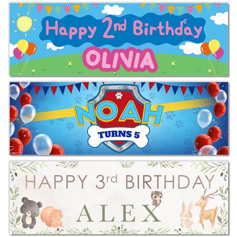 2 X 3ft Small Banner Personalised Happy Birthday Banners