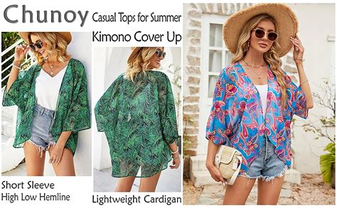 Chunoy Women Floral Chiffon Kimono Cardigan Loose Cover Up Casual