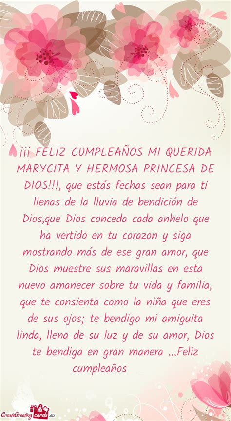 Feliz Cumplea Os Mi Querida Marycita Y Hermosa Princesa De Dios Que