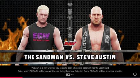 The Sandman Vs Stone Cold Steve Austin Wwe 2k19 YouTube