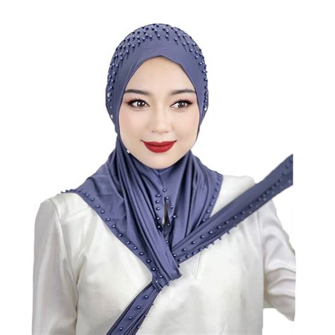 Hijab Women Pull On Scarf Wrap Shawl Muslim Turban Instant Amira