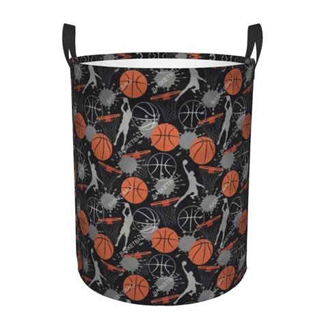 Basketball Dots Round Laundry Basket Collapsible Physical Culture