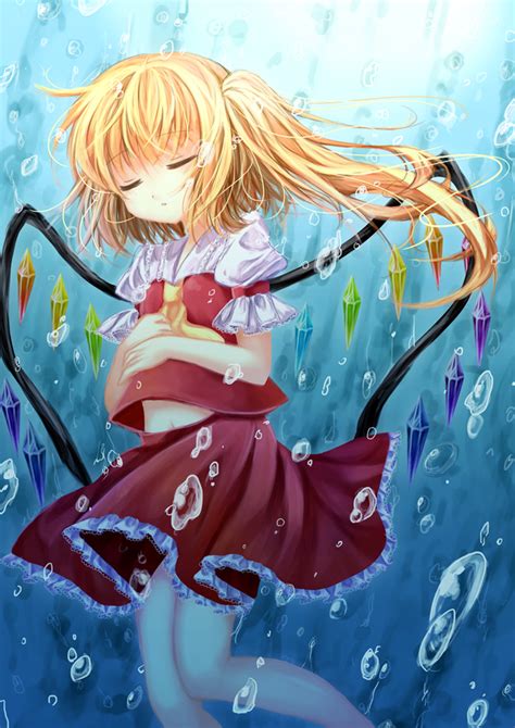 Safebooru 1girl Ascot Blonde Hair Bubble Closed Eyes Flandre Scarlet