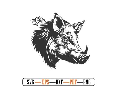 Boars Head Svg Vector Silhouette File Graphic By Craftpioneer