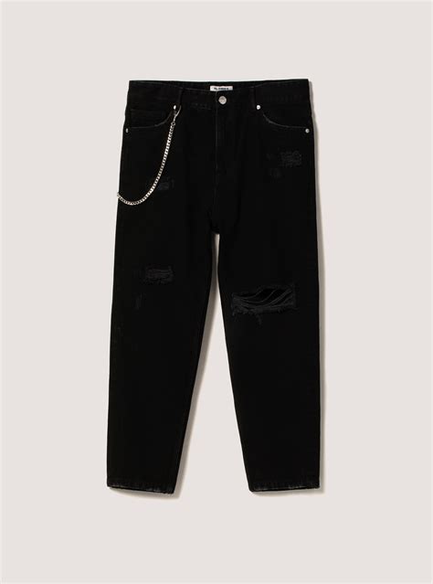 Relaxed fit jeans with chain