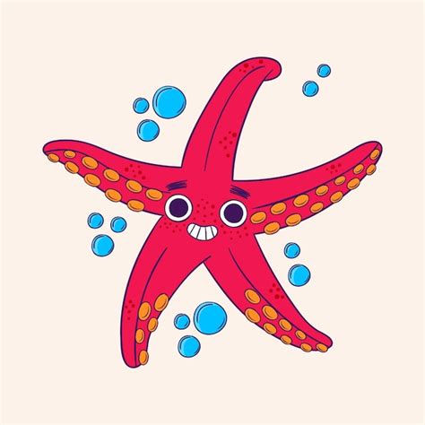 Ilustración de estrella de mar de dibujos animados dibujados a mano