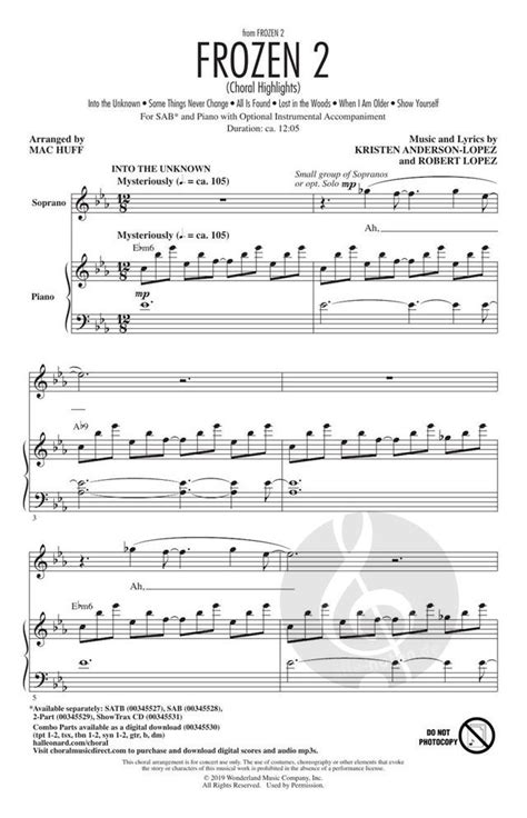 Frozen 2 By Robert Lopez Mixed Choir Sheet Music