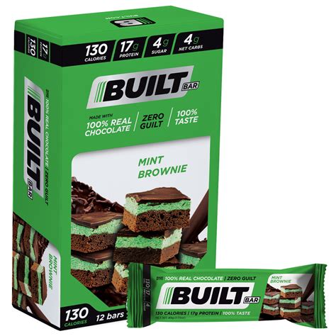 Built Protein Bar Gluten Free Mint Brownie Gluten Free Low Sugar 12 Ct Box